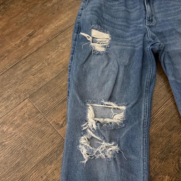 Hollister High Rise Slim Straight Jeans Distressed Ripped Frayed Hem W29 L26 - Picture 2 of 10